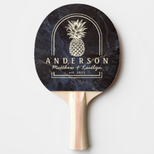 Modest Dark Stone Pineapple Wedding Arch & Name Ping Pong Paddle
