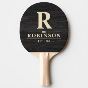 Modest Dark Wood Family Name & Initial  Ping Pong Paddle