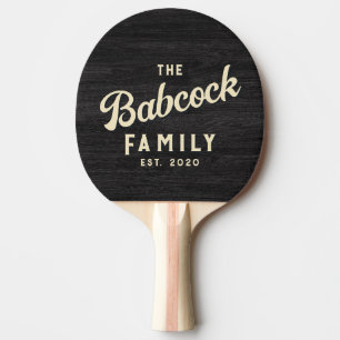 Modest Dark Wood Retro Family Name & Year Ping Pong Paddle