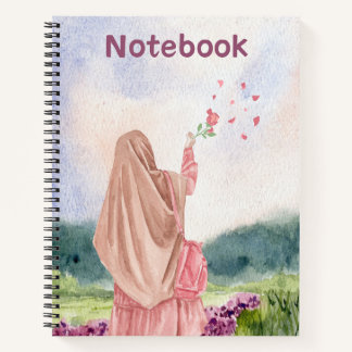 Modest Girl in Nature - Pink & Purple Watercolor N Notebook