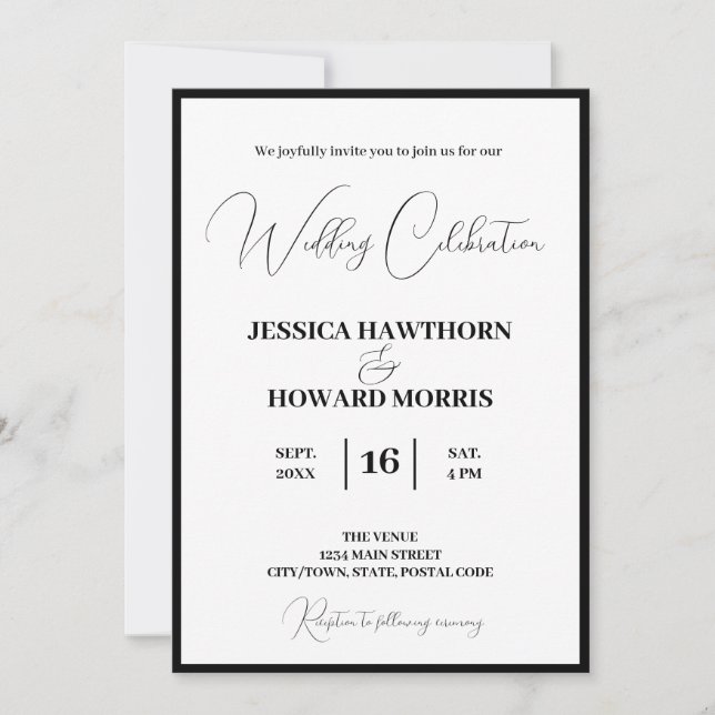 Modest White Wedding Invitation (Front)