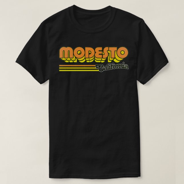 Modesto CA City Stripes T-Shirt (Design Front)