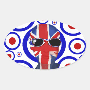 Modhead Retro sixties art Oval Stickers