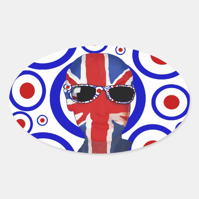 Modhead Retro sixties art Oval Stickers (Front)