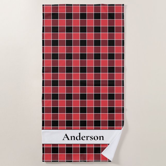 Modified Buffalo Check Pattern Custom Colours SVG Beach Towel (Front)