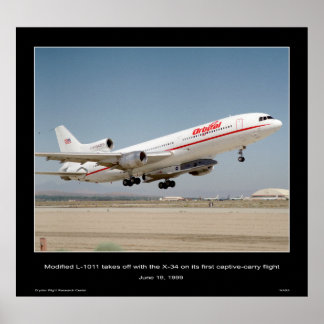 Modified L-1011 takes off with the X-34 Poster