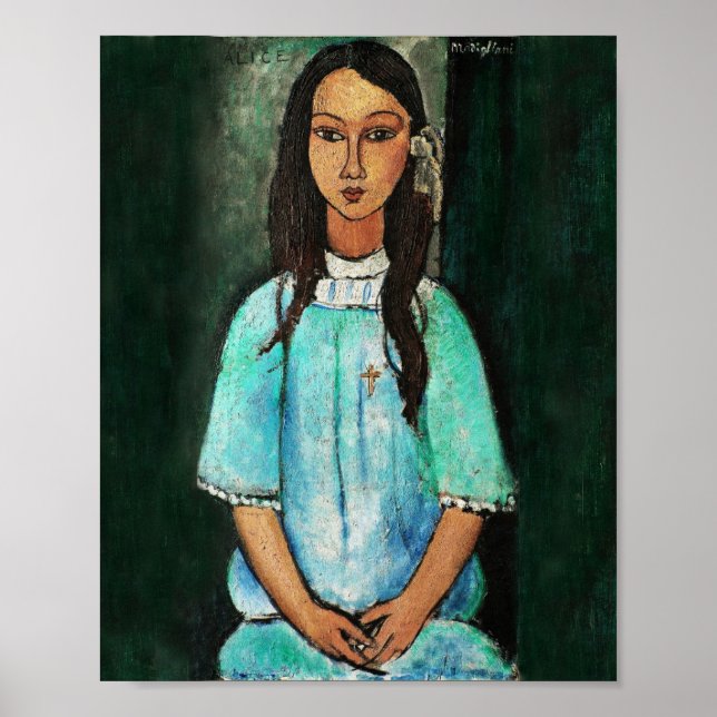 Modigliani Alice Vintage Fine Art Painting Poster (Front)