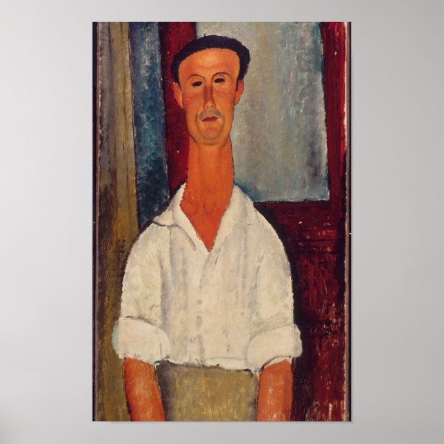 Modigliani Man in White Shirt Modern Art Print (Front)