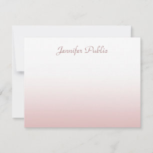 Modish Calligraphed Script Rose Gold Background Card