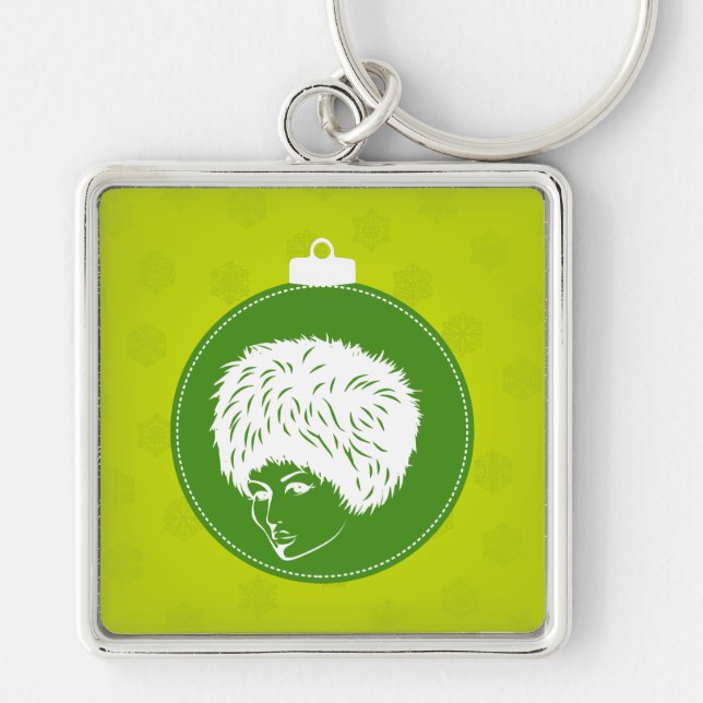 Modish Lime Christmas Key Ring (Front)