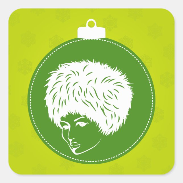 Modish Lime Christmas Square Sticker (Front)