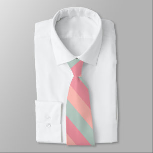 Modish Peach Teal Color Stripes Cute Elegant Best Tie