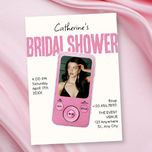 Modist pink white bridal shower invitation