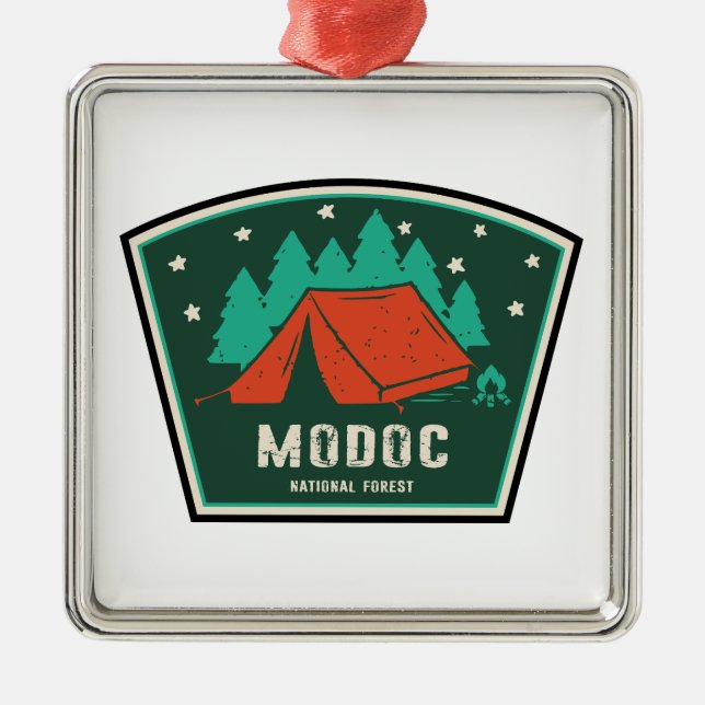 Modoc National Forest Camping Metal Tree Decoration (Front)