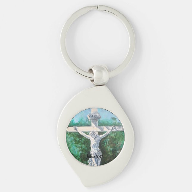 Modren Art John 3:16  Faith Key Ring (Front)