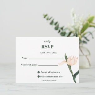 Modren blush pink floral Circle RSVP Card
