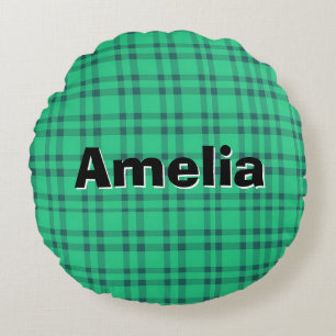 Modren elegant Green check Round Cushion