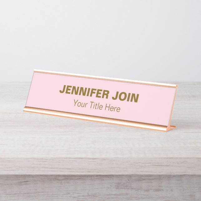 Modren Golden blush  Desk Name Plate (Front)