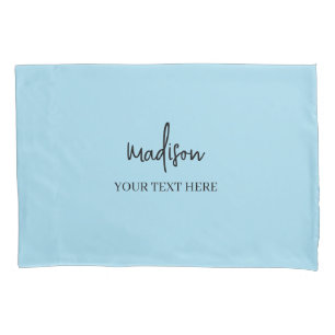 Modren light blue Signature With Text  Pillow Case