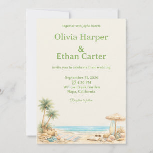 Modren Viral Aesthetic Beech soft Stylis customise Invitation