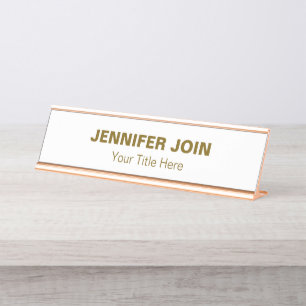 Modren white Golden blush Desk Name Plate