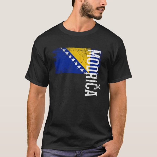 Modrica Bosnia Flag For Bosnian Men Women Kids T-Shirt (Front)