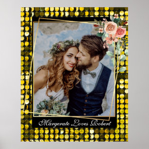 Modrn Golden Wedding Photo Poster