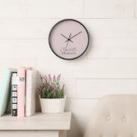 Modrn Minimalist Simple Name Blush Pink Clock<br><div class="desc">Modern minimalist simple and stylish large clock with a modern solid colour style in a beautiful blush pink and monogram name in simple modern typography. You can easily personalise for yourself or as a special gift for a loved one.teal</div>
