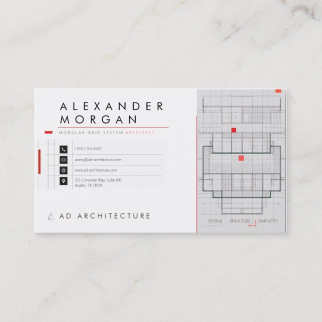 Modular Grid System Architect Business Card (Front)
