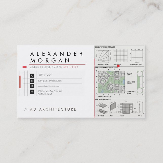 Modular Grid System Architect Business Card (Front)