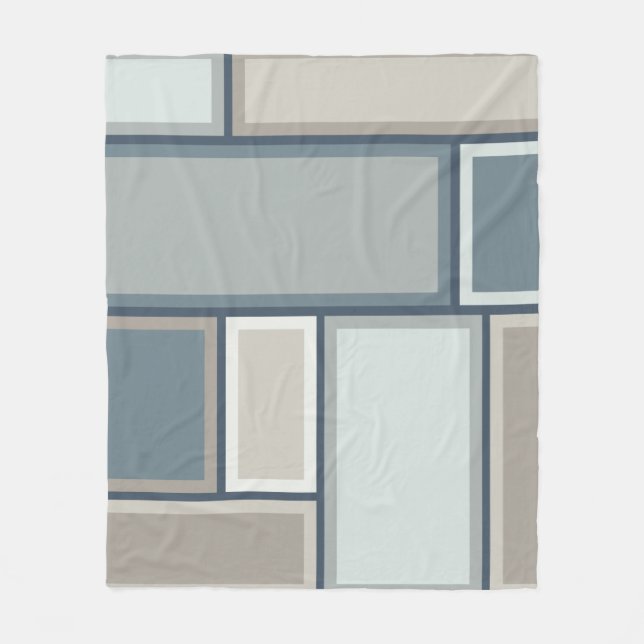 Modular Mid Century Modern Geometric Pattern Fleece Blanket (Front)