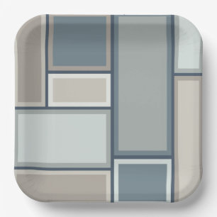 Modular Mid Century Modern Geometric Pattern Paper Plate