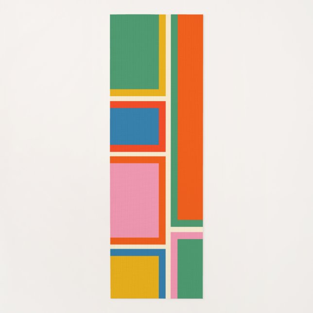 Modular Retro Modern Colourful Geometric Abstract Yoga Mat (Front)