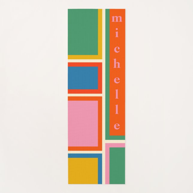 Modular Retro Modern Geometric Personalised Yoga Mat (Front)