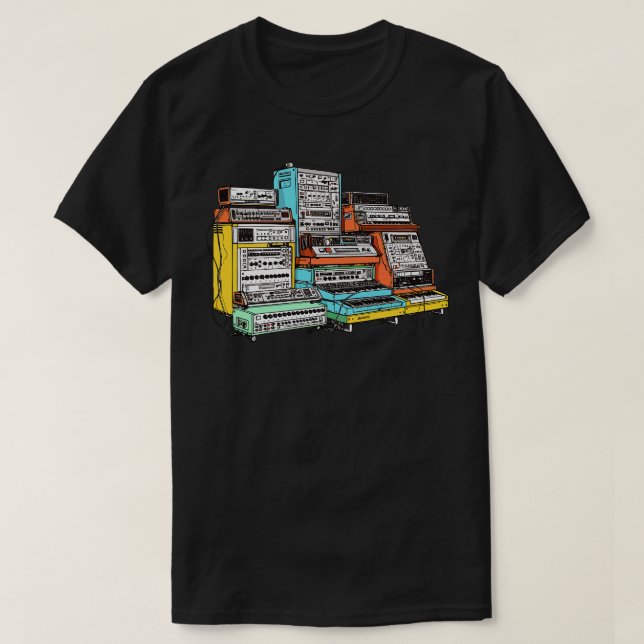 Modular Synthesizer Aesthetic Fan Design T-Shirt (Design Front)