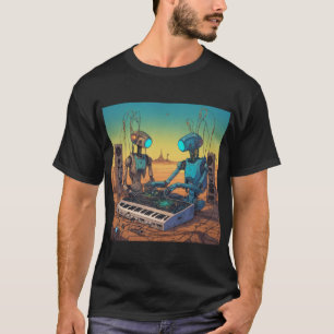 Moebius-Inspired Techno Droids Unleash the Beat T-Shirt