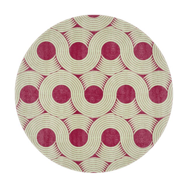 Moebius Stripe: Infinite Red-Green Tile Cutting Board (Front)