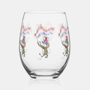 Moe's Happy 4th of July Stemless Wine Glass