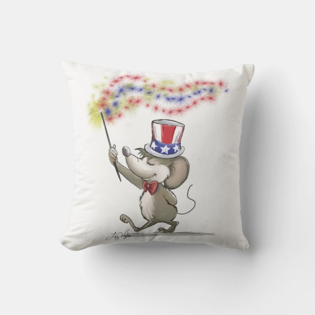 Moe's Happy 4th of July Throw Pillow (Front)