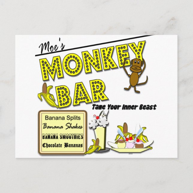 Moe's Monkey Bar Banana Splits Postcard (Front)