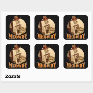 Moewdy Texan Cat Cowboy Sheriff Personalized Square Sticker