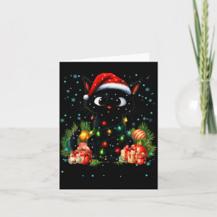 Moewy Christmas Black Cute Cat Santa Hat Xmas Wome Card