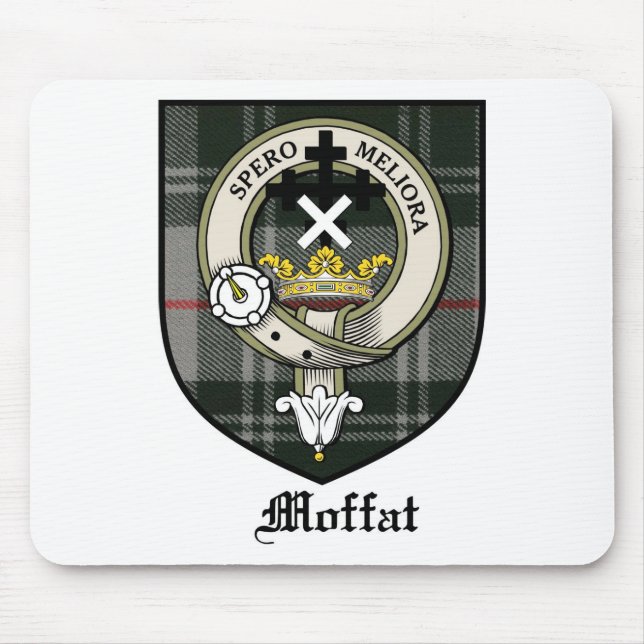 Moffat Clan Crest Badge Tartan Mouse Pad (Front)