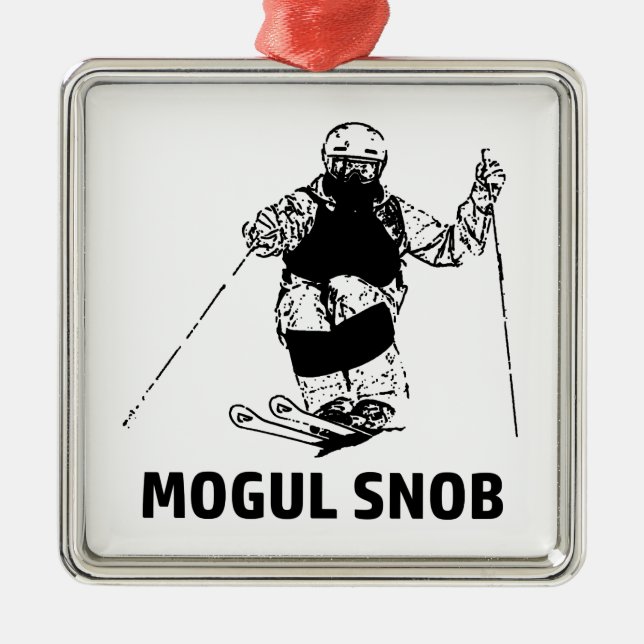 Mogul Skiing Snob Metal Tree Decoration (Front)