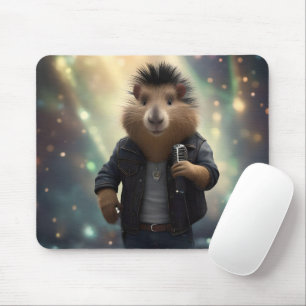 Mohawk Capybara Rockstar,  Mouse Pad
