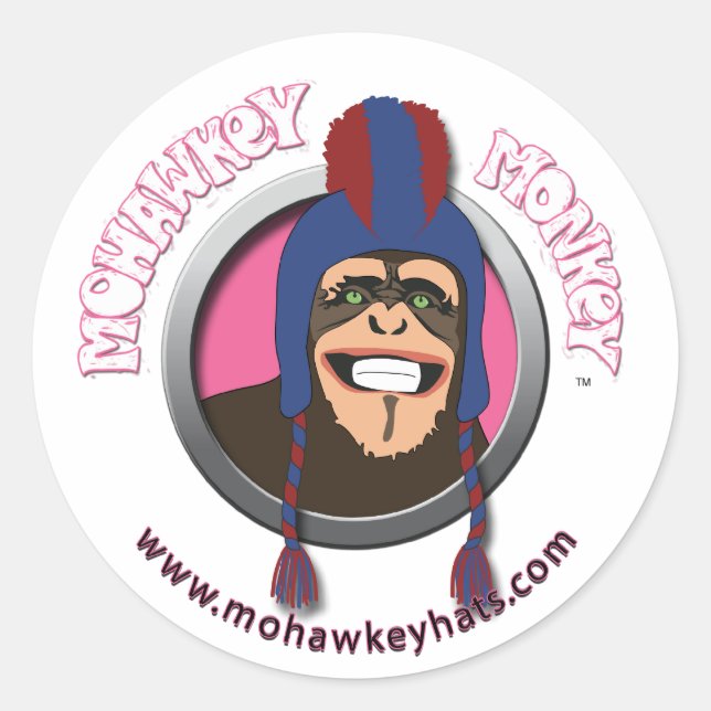 Mohawkey Monkey Classic Round Sticker (Front)