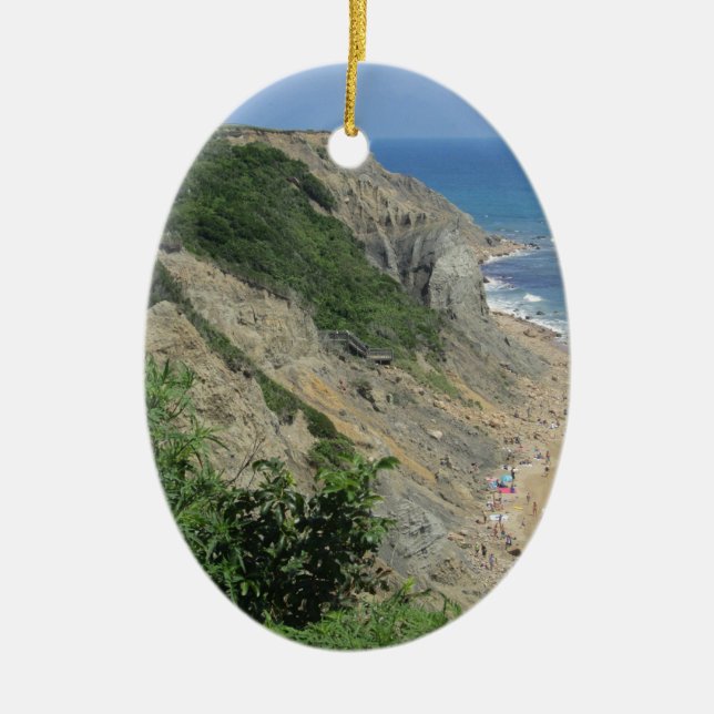 Mohegan Bluffs Block Island Ceramic Tree Decoration (Front)