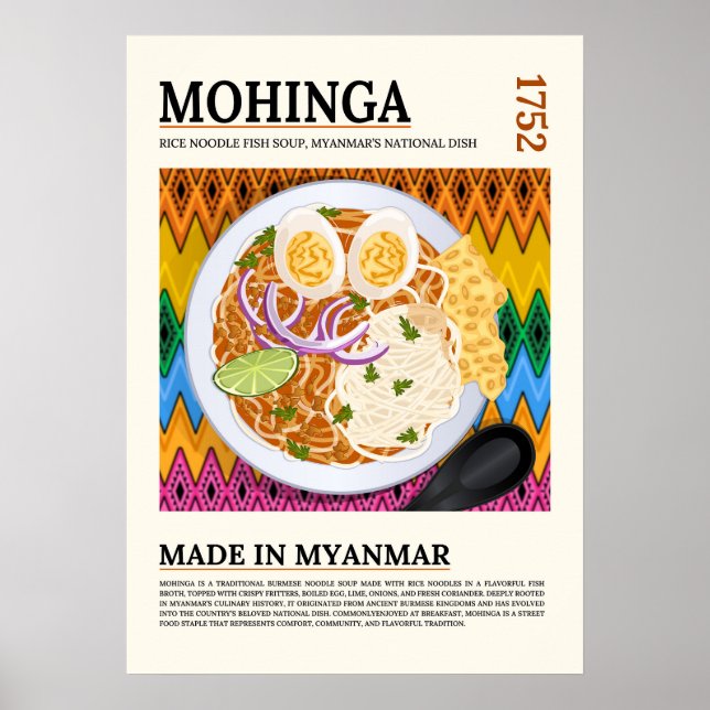 Mohinga Traditional Burmese Fish Noodle Soup Poster (Front)