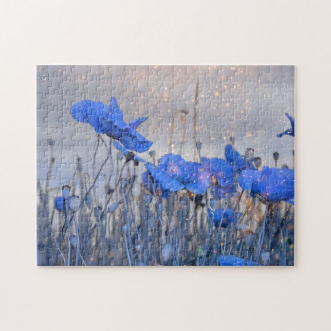Mohnblumen in Blau Jigsaw Puzzle (Horizontal)