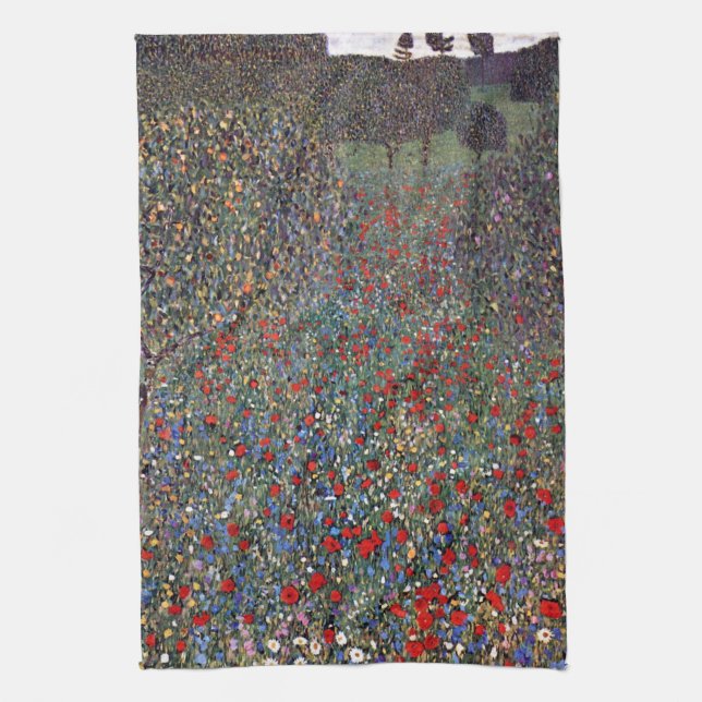 Mohnfeld, Gustav Klimt Tea Towel (Vertical)